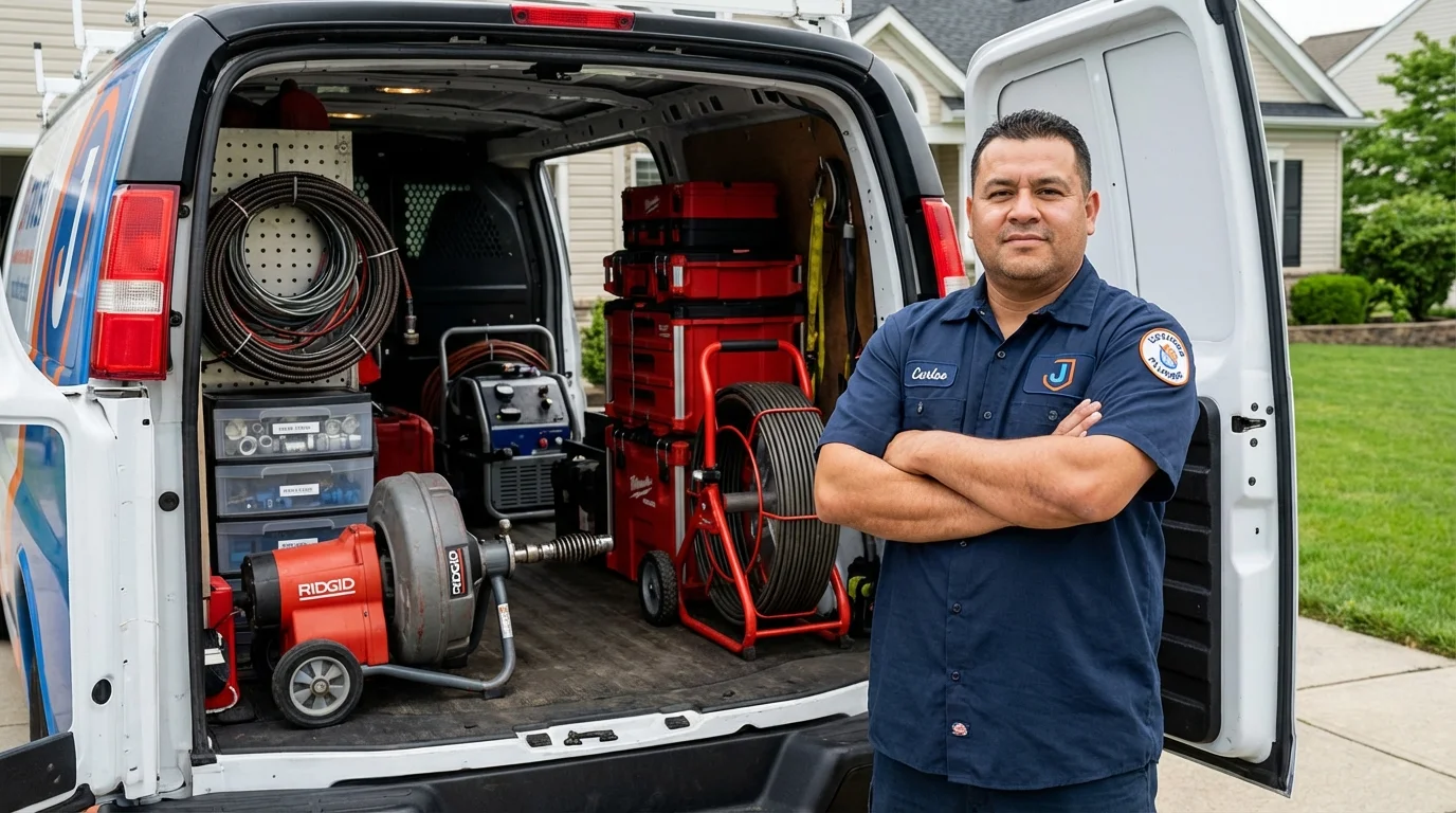 Professional drain cleaning equipment and Johns Plumbing LLC plumber in Centerville